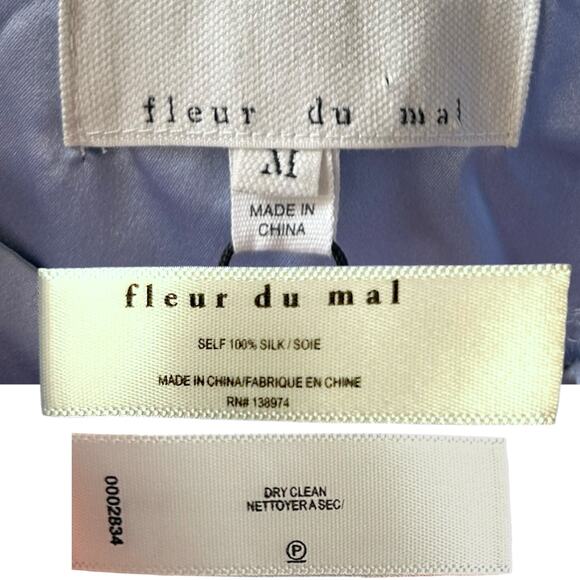 Fleur Du Mal, NWT Women’s Ruched Bust Dress in Cloud, Satin Midi - Blue, Medium - Picture 6 of 10